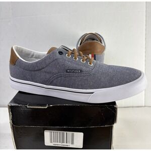 Tommy Hilfiger Men's Hero Blue/Brown Canvas Sneakers Casual Shoes Size 10M